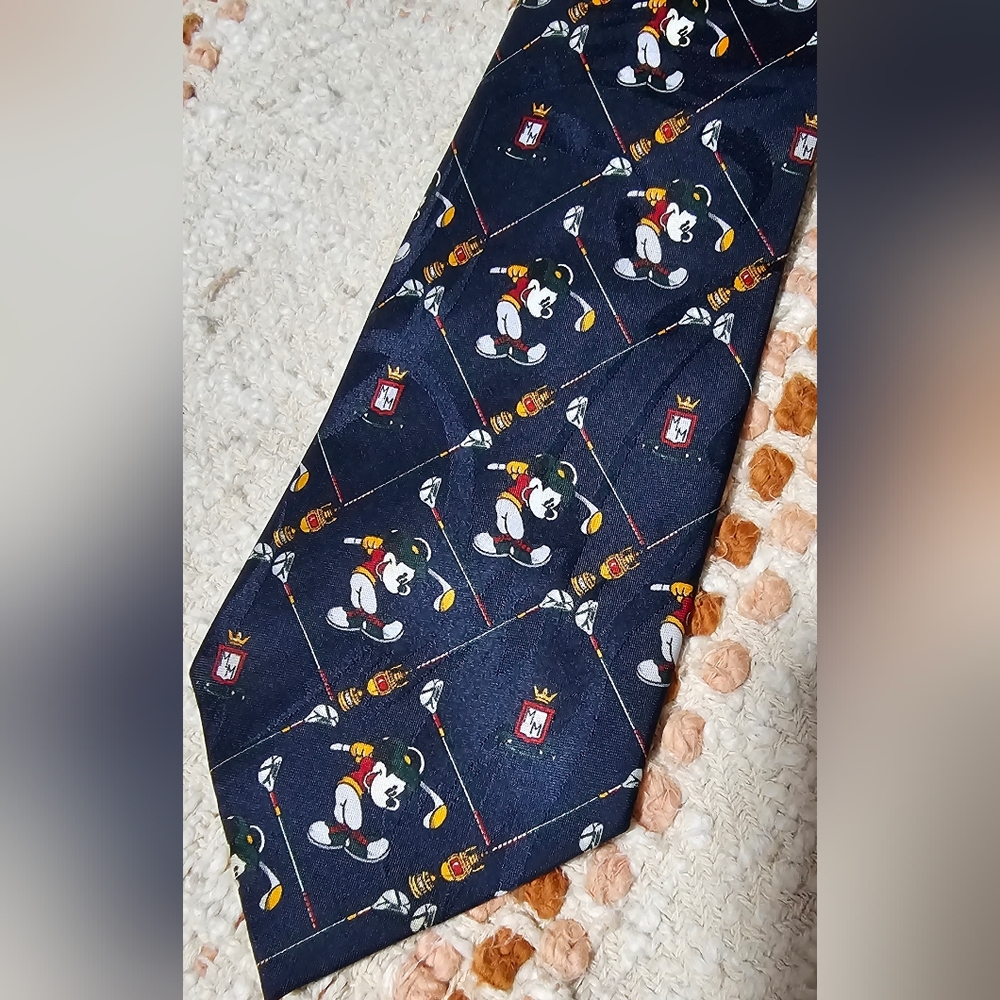 Classic Mickey Mouse Navy Blue Golfing Necktie